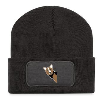 Corgi-Kuckuck – Perfekte für jeden Hundebesitzer - Recycelte Patch Beanie - Dunkelgrau - Vorne