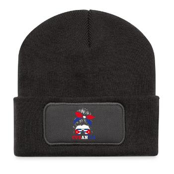 Cuba Pride & Home - Design du drapeau de Cuba - Beanie recyclé à patch - charbon - Devant