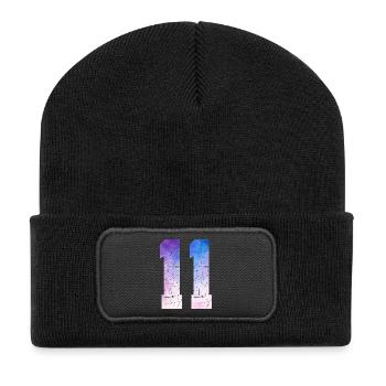 Ausgabe 11 – 11. Jubiläumsgeschenk - Recycelte Patch Beanie - Schwarz - Vorne