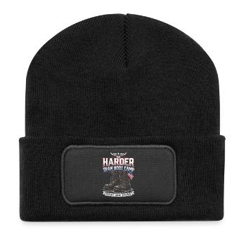 Army Mama Harder Than Boot Camp Stiefel - Recycelte Patch Beanie - Schwarz - Vorne
