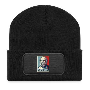 Portrait pop art de Socrate - Beanie recyclé à patch - noir - Devant