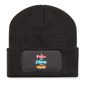 Eine Mutter kann die Welt verändern Shirt - Recycelte Patch Beanie - Dunkelgrau - Vorne