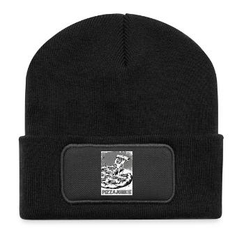Pizzajunkie Slice Graphic - Recycelte Patch Beanie - Schwarz - Vorne