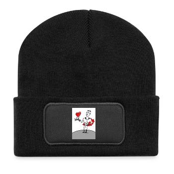Herzheld: Superheld mit Herz - Recycelte Patch Beanie - Schwarz - Vorne