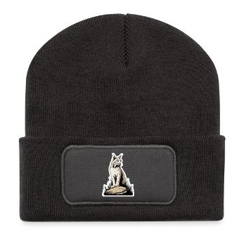 Lynx Rock Portrait Wildcat Nature - Recycled Patch Beanie - dark grey - Front