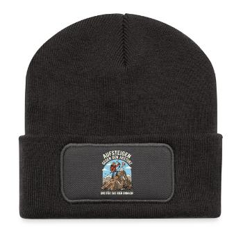Bergsteiger gegen Abstieg Bier Danach - Recycelte Patch Beanie - Dunkelgrau - Vorne
