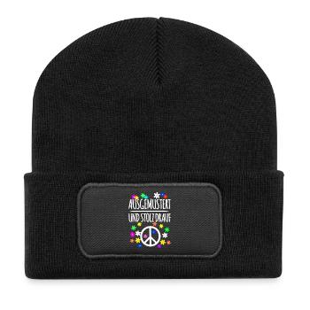 Ausgemustert Frieden Gegen Krieg - Recycelte Patch Beanie - Schwarz - Vorne