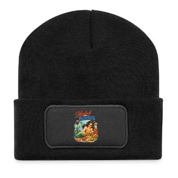Sirène rétro : Accro aux livres Design de pin-up - Beanie recyclé à patch - noir - Devant