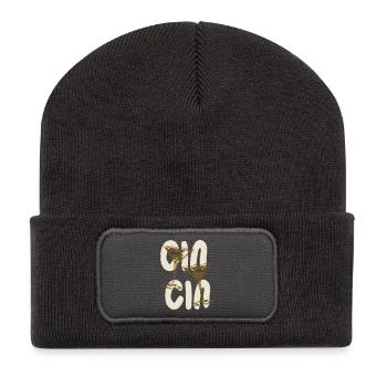 Gin Gin Martini Cocktail Graphique drôle de vie nocturne - Beanie recyclé à patch - charbon - Devant