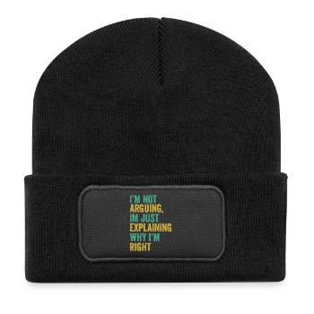 Ich streite nicht, ich bin genau richtig. Humor, Sarcas. - Recycelte Patch Beanie - Schwarz - Vorne