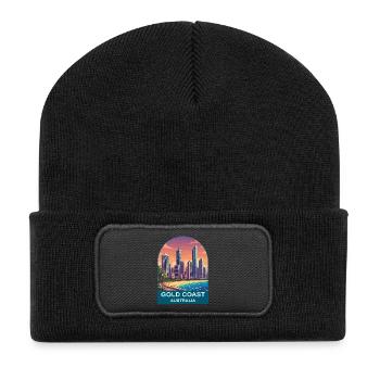 Art de voyage de Gold Coast Australia Surfers Paradise - Beanie recyclé à patch - noir - Devant