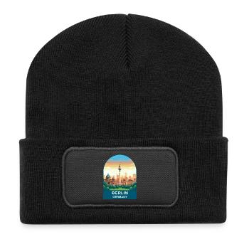 Berlin Germany TV Tower Vintage Travel Art - Recycled Patch Beanie - black - Front