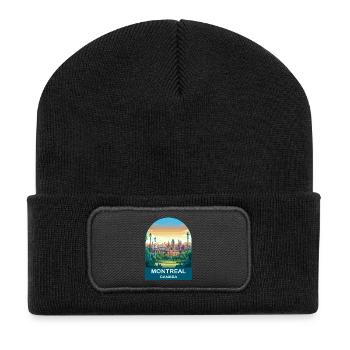 Montreal Canada Stadium Reiseplakat - Recycelte Patch Beanie - Schwarz - Vorne