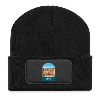 Nice France Riviera Vintage Travel Poster Art - Recycled Patch Beanie - black - Front