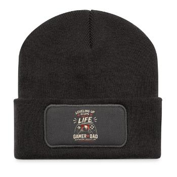 Gamer Dad: Level up in Game und Leben - Recycelte Patch Beanie - Dunkelgrau - Vorne