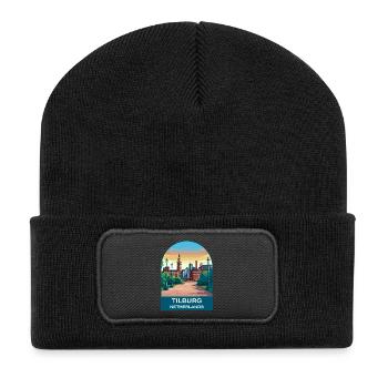 Tilburg Netherlands Vintage City Travel Poster - Recycled Patch Beanie - black - Front