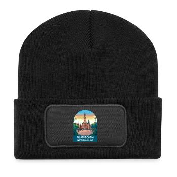 Nijmegen Niederlande Vintage City Reiseplakat - Recycelte Patch Beanie - Schwarz - Vorne
