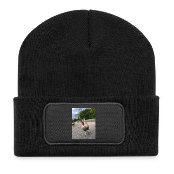 Es-tu une poule ? - Beanie recyclé à patch - noir - Devant