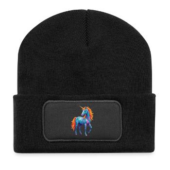Licorne géométrique Pop Art Fantastique Coloré - Beanie recyclé à patch - noir - Devant