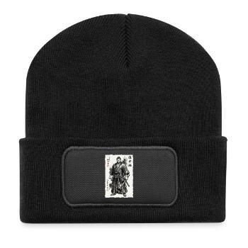 Samurai Handwerker Ukiyo-e Saugnapf Werkzeug - Recycelte Patch Beanie - Schwarz - Vorne