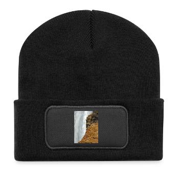Mossy Cliff Waterfall Vista - Recycled Patch Beanie - black - Front