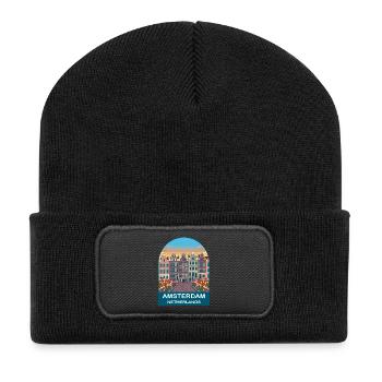 Poster vintage Amsterdam Pays-Bas - Beanie recyclé à patch - noir - Devant