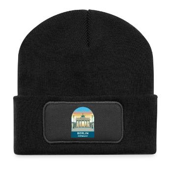 Berlin Germany TV Tower Vintage Travel Art - Recycled Patch Beanie - black - Front