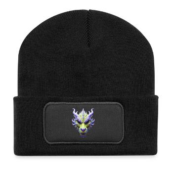 Aurora Green Dragon Mask - Recycled Patch Beanie - black - Front