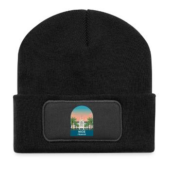 Nice France Riviera Vintage Travel Poster Art - Recycled Patch Beanie - black - Front