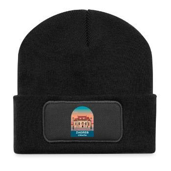 Zagreb Croatia Vintage Travel Poster Art - Recycled Patch Beanie - black - Front