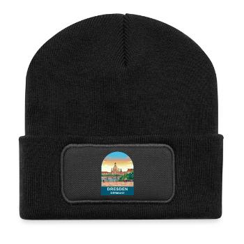 Dresden Germany Vintage Travel Poster Art - Recycled Patch Beanie - black - Front