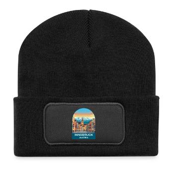 Innsbruck Austria Vintage Travel Poster Art - Recycled Patch Beanie - black - Front
