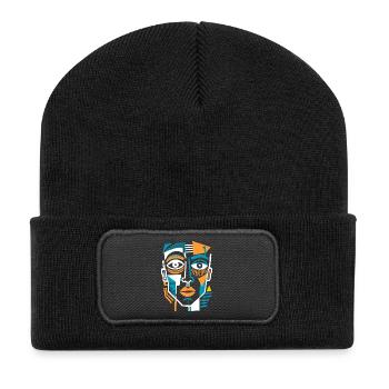 Colorful Cubist Face - Recycled Patch Beanie - black - Front