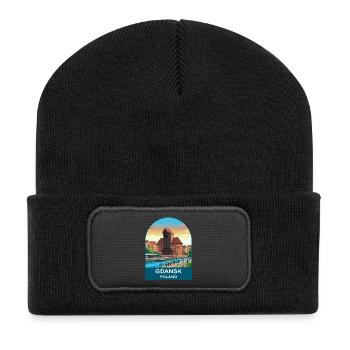 Gdansk Poland Vintage Travel Poster Art - Recycled Patch Beanie - black - Front