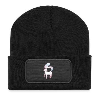 Süße Katze trans pride - Recycelte Patch Beanie - Schwarz - Vorne