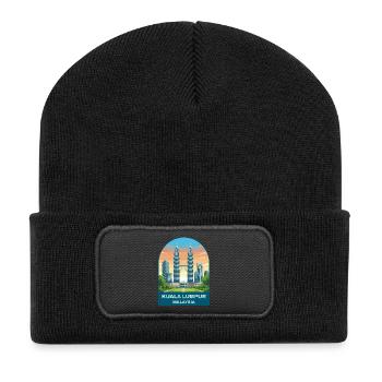 Kuala Lumpur Malaysia Vintage-Reiseillustration - Recycelte Patch Beanie - Schwarz - Vorne
