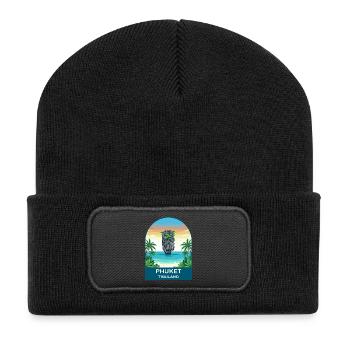 Phuket Thailand James  Bond Island Travel Design - Recycelte Patch Beanie - Schwarz - Vorne