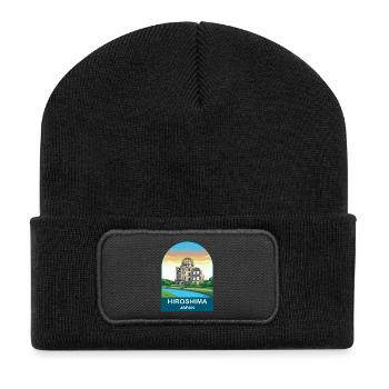 Hiroshima Japan Vintage Travel Poster Art - Recycled Patch Beanie - black - Front