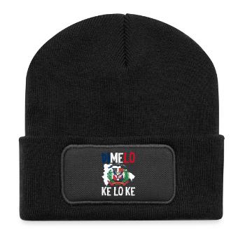 Dominikanische Republik Flagge Dom Rep Stolz - Recycelte Patch Beanie - Schwarz - Vorne