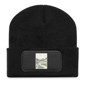 Alpe d'Huez — Radfahrer-Erinnerung - Recycelte Patch Beanie - Schwarz - Vorne