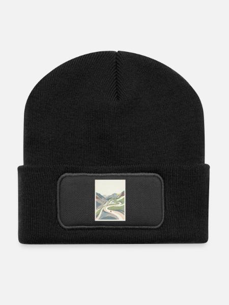 Alpe d'Huez — Radfahrer-Erinnerung - Recycelte Patch Beanie - Schwarz