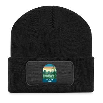 Guilin China Li River Vintage Travel Poster Art - Recycled Patch Beanie - black - Front