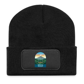 Banos Ecuador Volcano Art de voyage vintage - Beanie recyclé à patch - noir - Devant