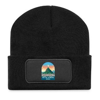 Rio de Janeiro Brazil Vintage Travel Poster - Recycled Patch Beanie - black - Front