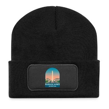 Buenos Aires Argentina Vintage Travel Poster - Recycled Patch Beanie - black - Front