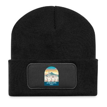 Arequipa Peru Volcano Vintage Travel Poster - Recycled Patch Beanie - black - Front