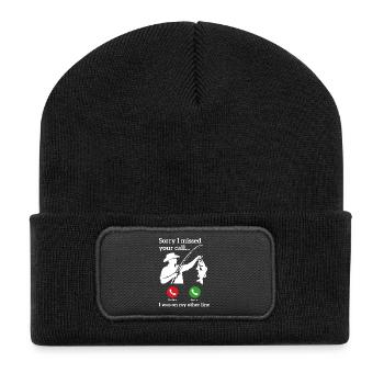 Fishing Calls Retro Vintage Angler Saying Design - Recycled Patch Beanie - black - Front