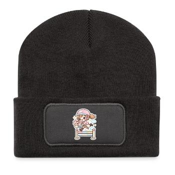 Kawaii Pony Sprung Hindernis - Recycelte Patch Beanie - Dunkelgrau - Vorne