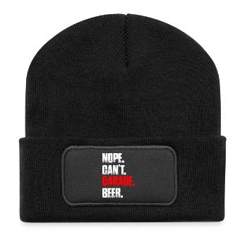 Nope can't garage beer Car lover car guy mechanic - Recycelte Patch Beanie - Schwarz - Vorne