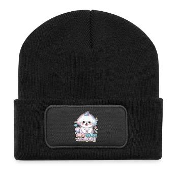 Cotton Candy Dog - cute Bichon Frisé dog Design - Recycled Patch Beanie - black - Front
